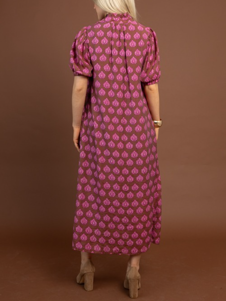 Printed Button Down Midi Dress