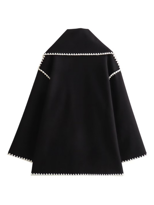 Scarf Embellished Color Clash Jacket