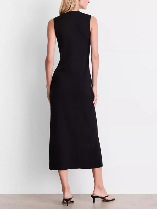 Sleeveless Mock Neck Midi Sweater Dress
