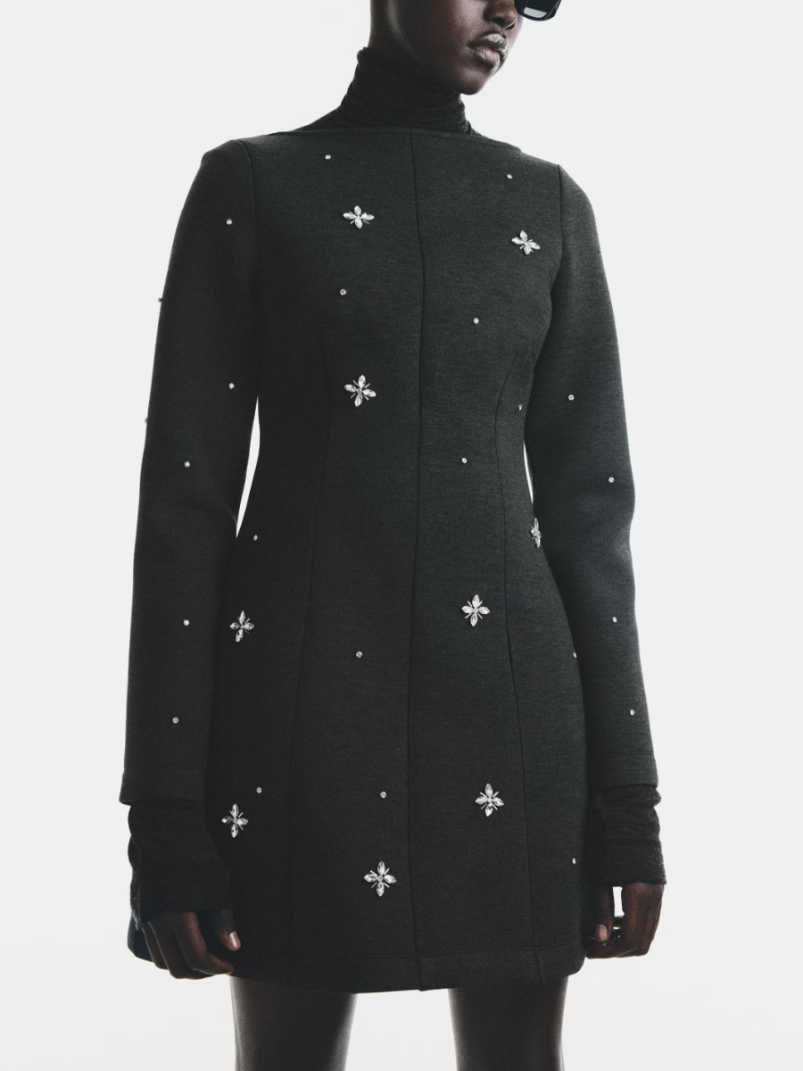 Rhinestone-embellished Scuba Dress