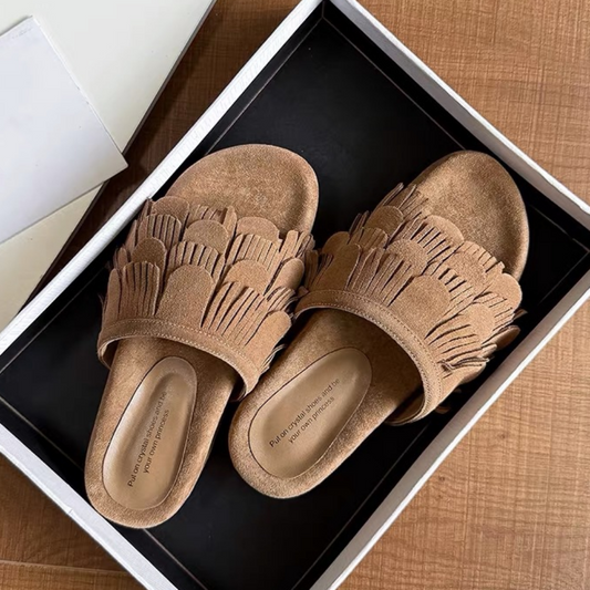Chic Fringed Flat Slippers