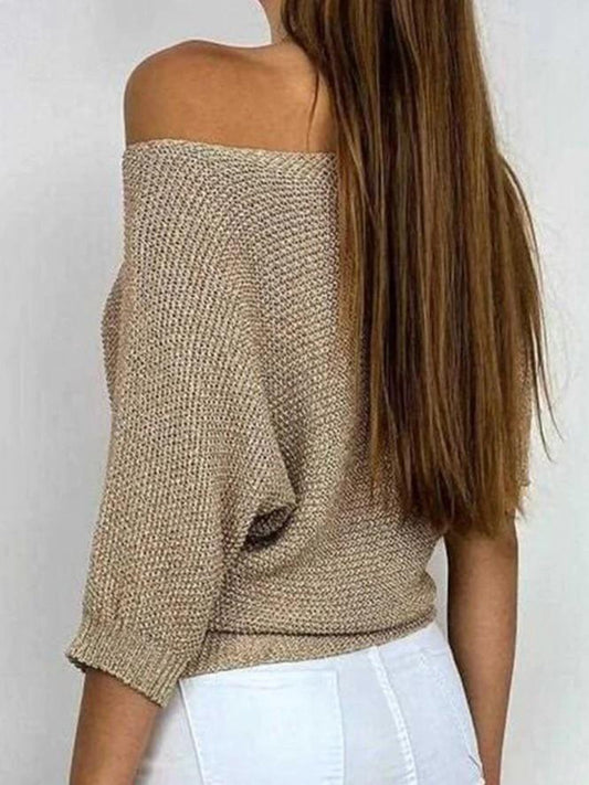 Classic Brown Knitted Long Sleeve Sweater