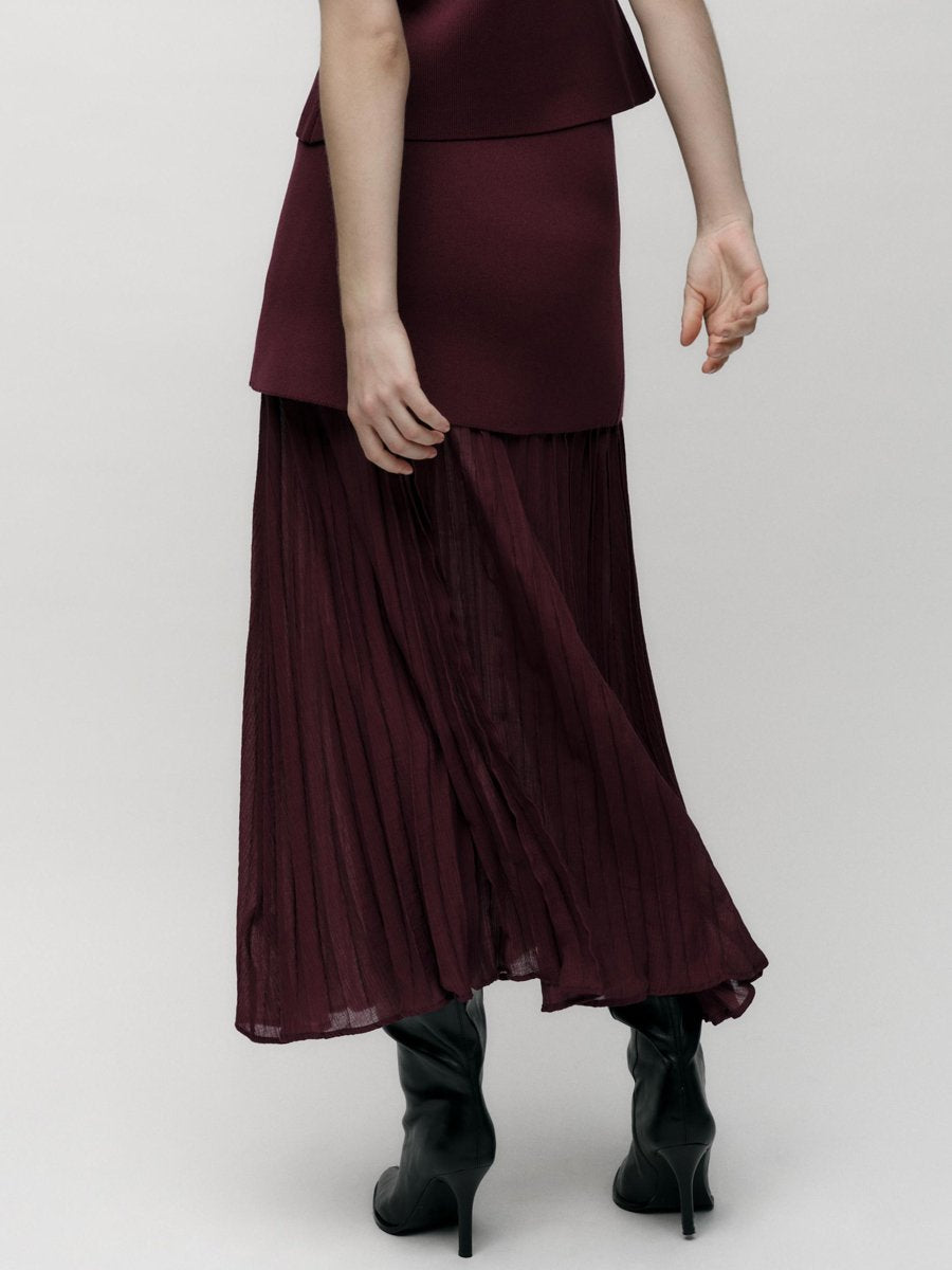 High Waist Pleated Patchwork Skirts