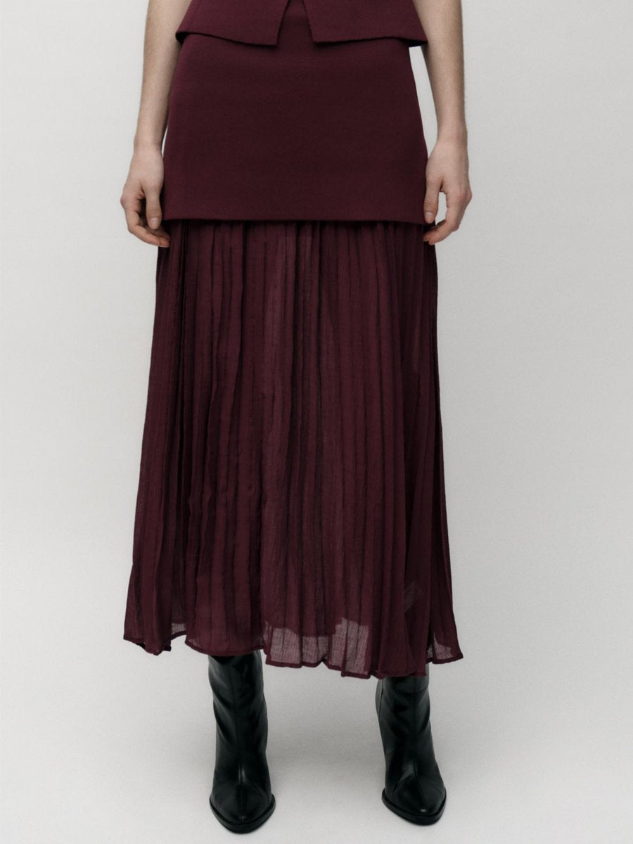High Waist Pleated Patchwork Skirts