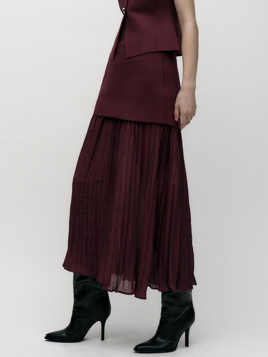 High Waist Pleated Patchwork Skirts