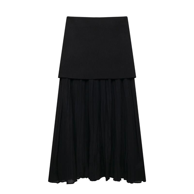 High Waist Pleated Patchwork Skirts