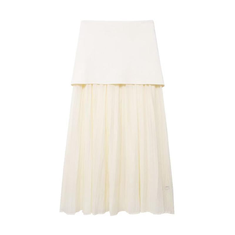 High Waist Pleated Patchwork Skirts