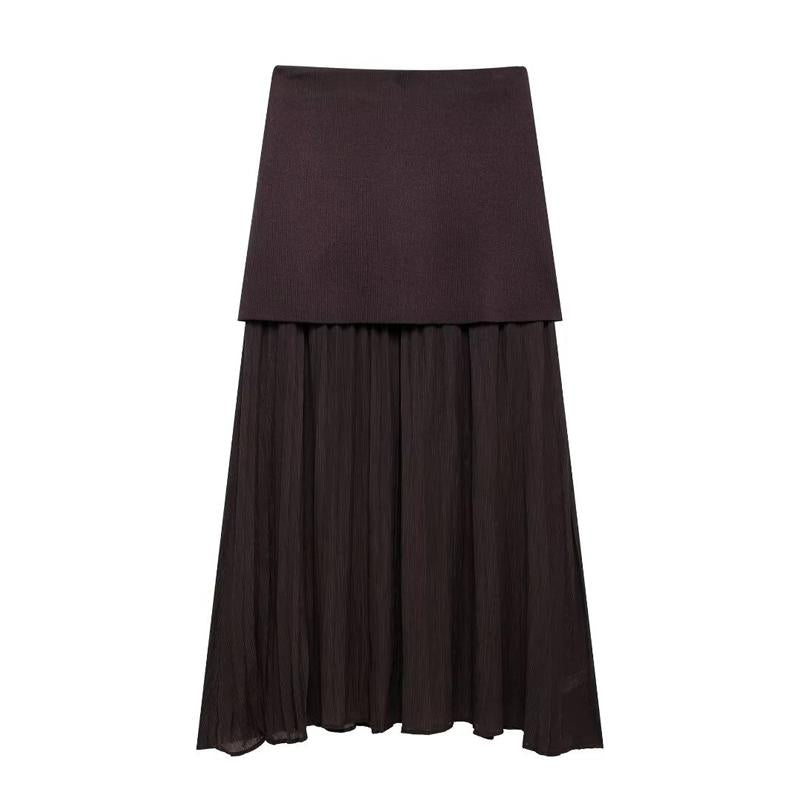 High Waist Pleated Patchwork Skirts