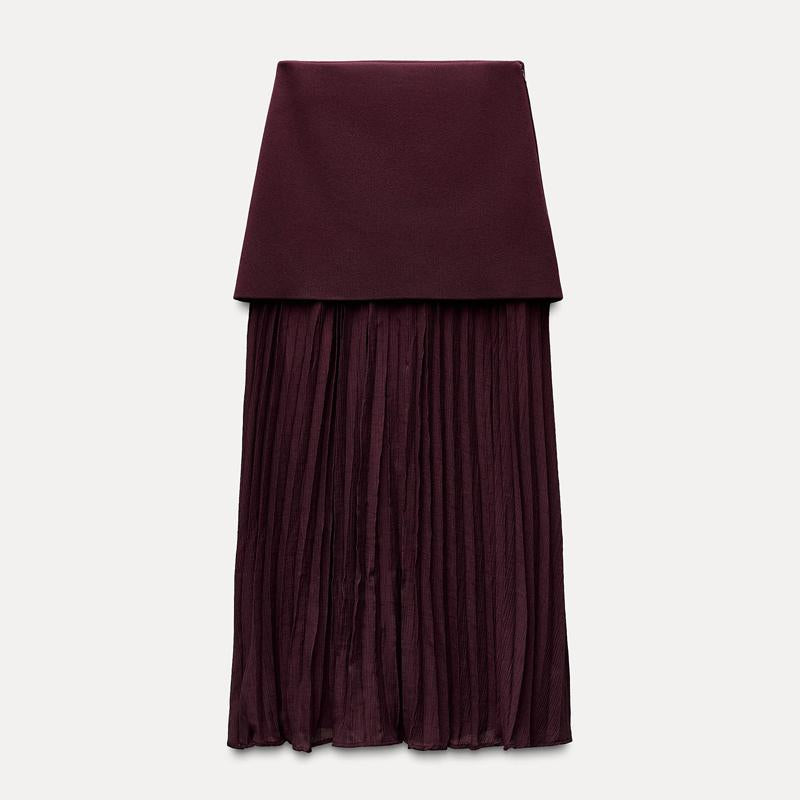 High Waist Pleated Patchwork Skirts