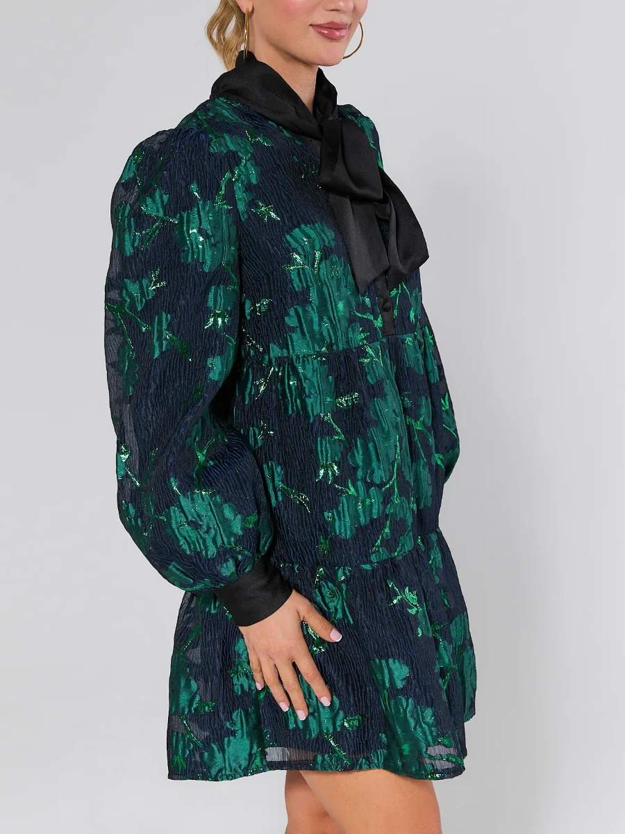 Melissa Floral Brocade Short Dress