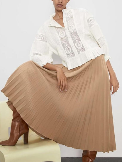 White Lace Shirt with Floral Embroidery