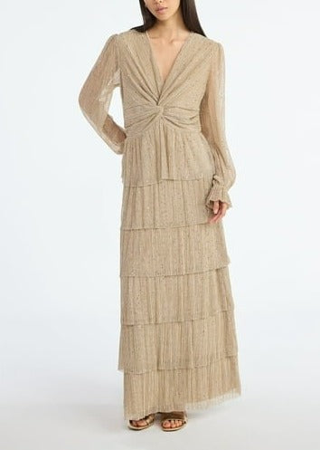 Women's and Women's Plus Glitter Ruffle Maxi Dress