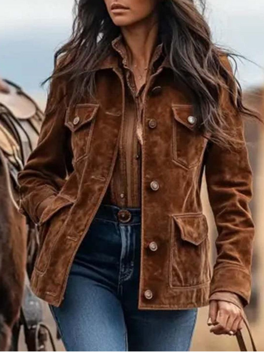 Retro Plain Long Sleeve Outerwear