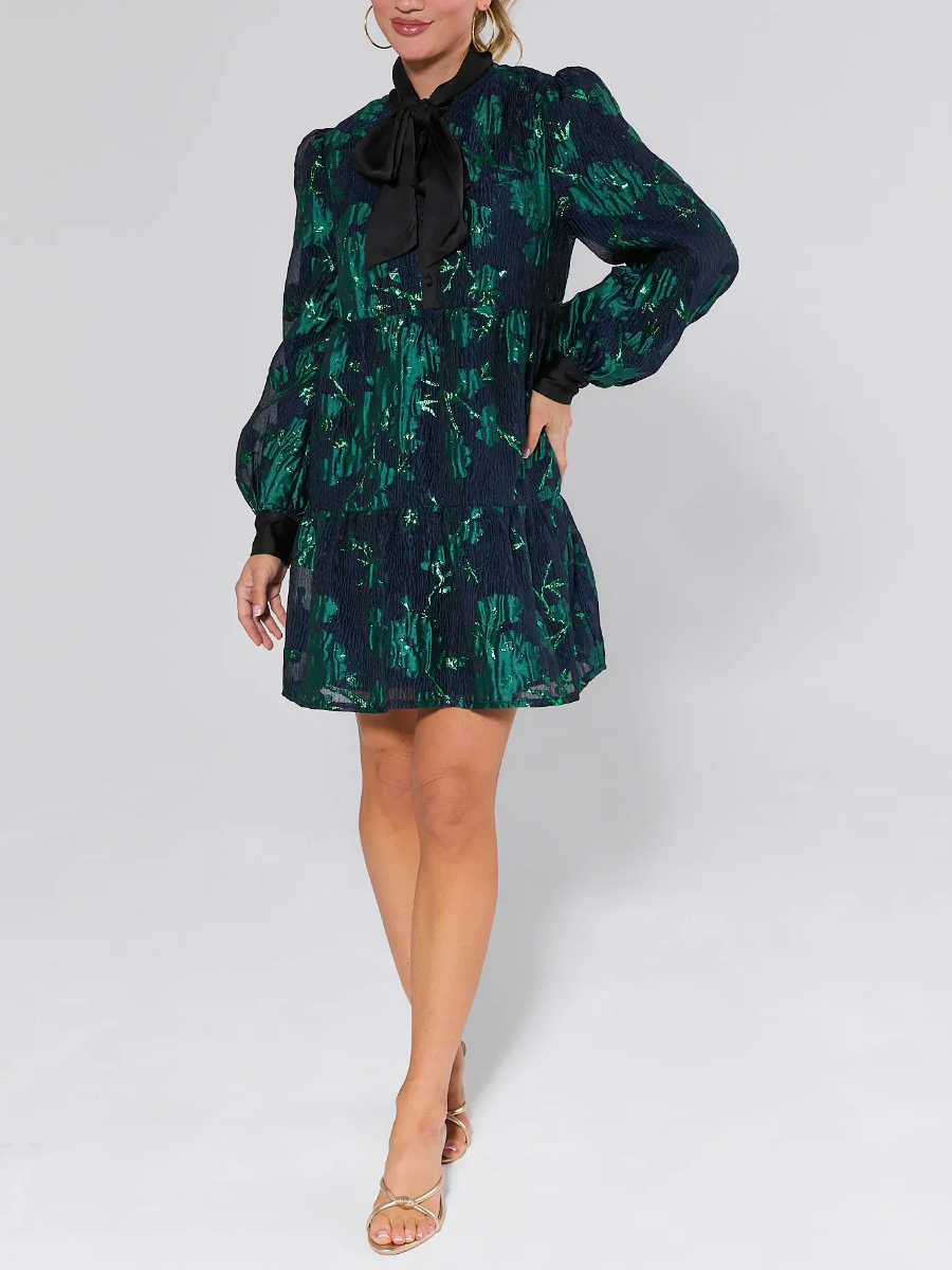 Melissa Floral Brocade Short Dress