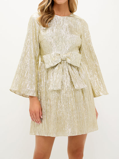 Bow Detail Bell Sleeves Mini Dress