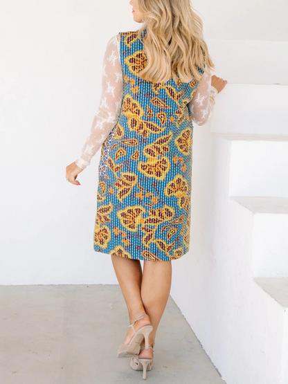 Ivy Teal Quilted Sleeveless Midi Dress