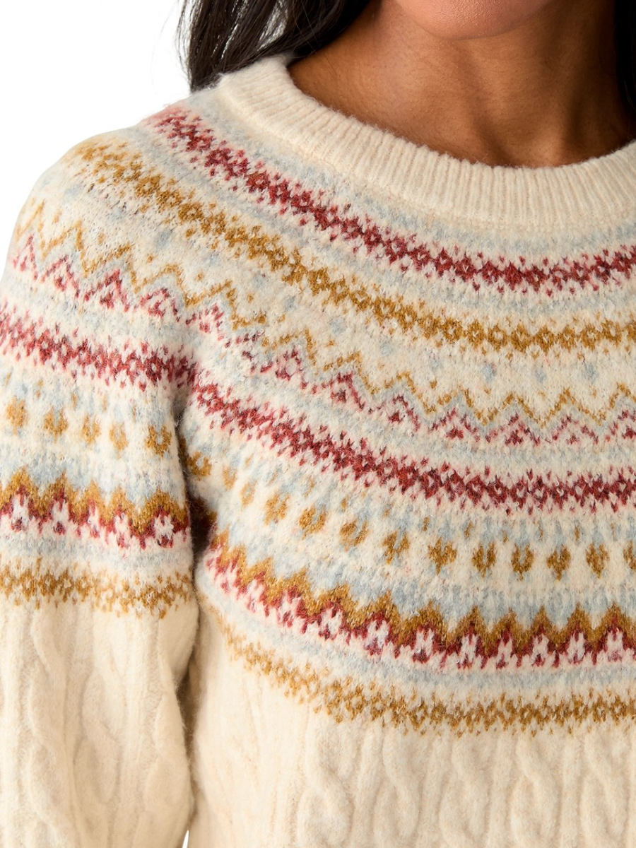 Women's Fairisle Cable Mix Crew Sweater