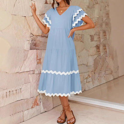 Vacation Style V-neck Dress