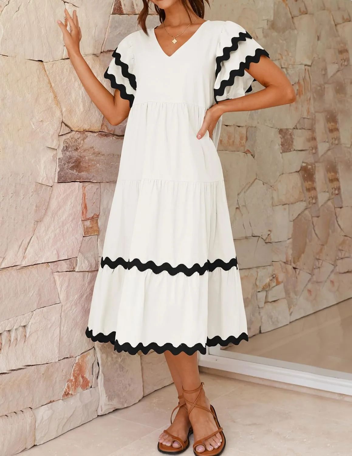 Vacation Style V-neck Dress