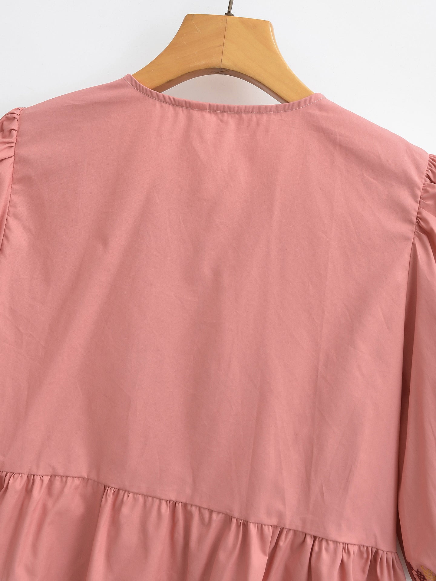 Embroidered Lace-Up Shirt
