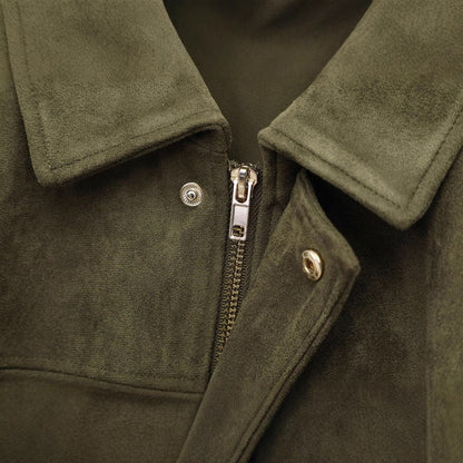 Suede Puffed Bomber Jacket