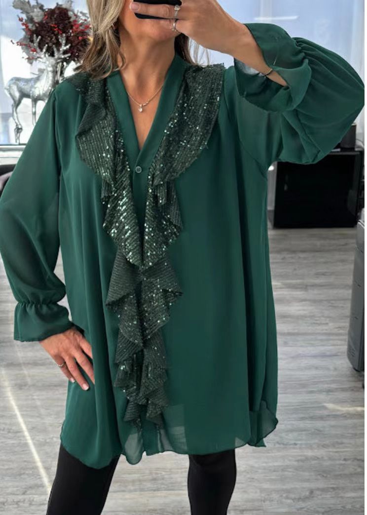 Chiffon Sequin Holiday Blouse