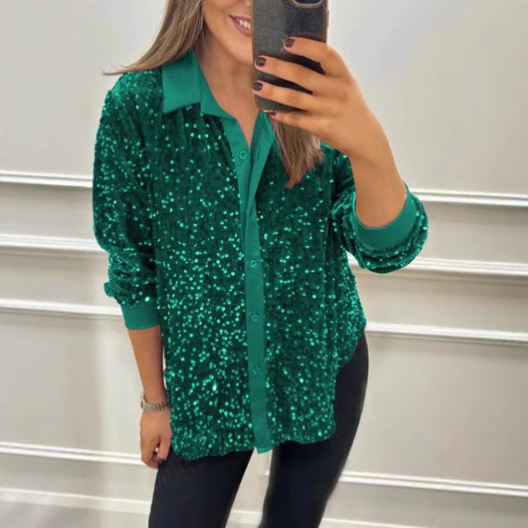 Sequin Long Sleeve Shirt