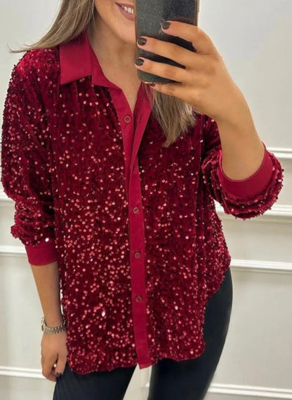 Sequin Long Sleeve Shirt
