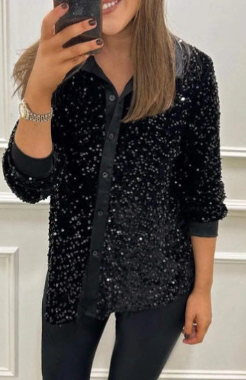 Sequin Long Sleeve Shirt