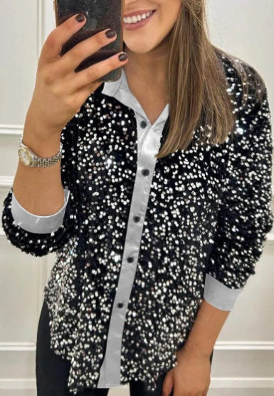 Sequin Long Sleeve Shirt