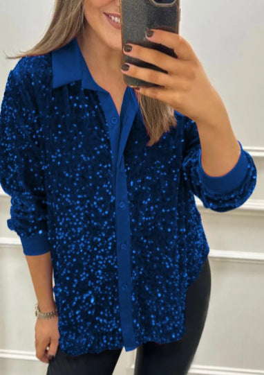 Sequin Long Sleeve Shirt