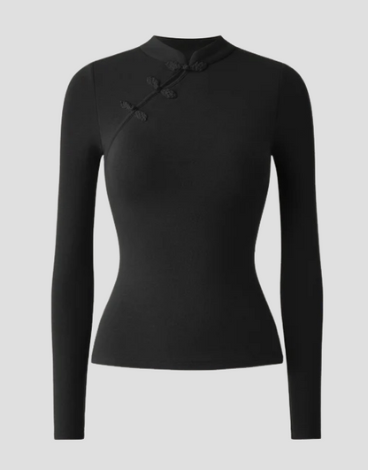 Asymmetric Frog Button Top