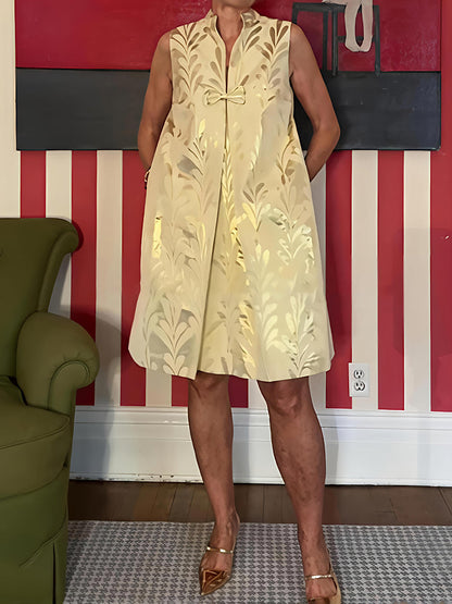 Sleek Neck Bows Sleeveless Mini Dress