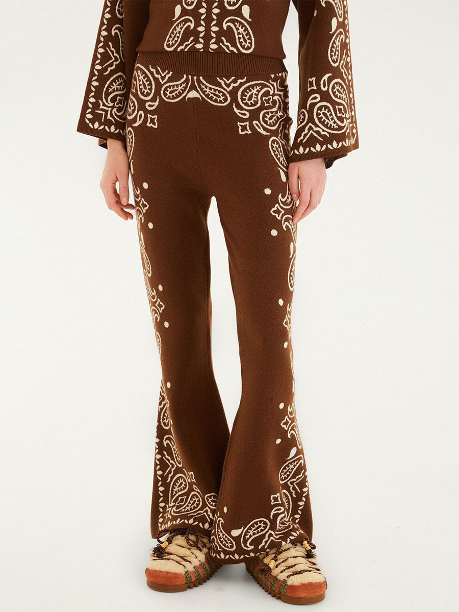 Fashion Printed Knit Sweater & Flare Pants