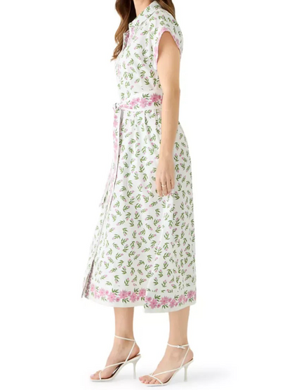 Short Sleeve Pocketed Floral Midi Dress