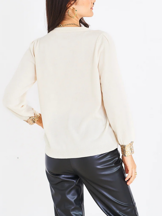 New Sequin Cuff Merino Top