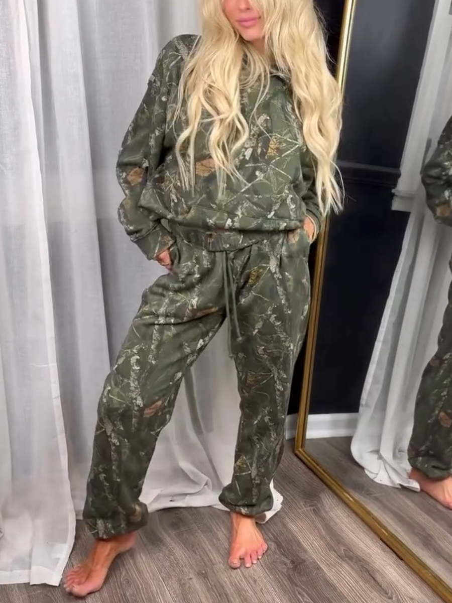 Camo Hoodie & Jogger Lounge Set