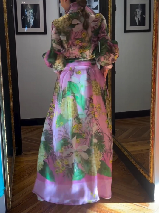 Floral Print Belted Maxi Dress
