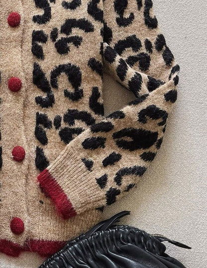 Unique Brown Leopard Print Long Sleeve Cardigan