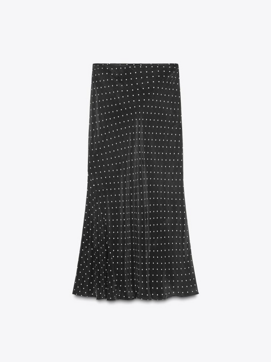 Polka Dot Mid-waist Long Skirt