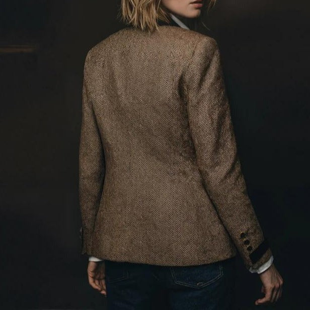 Retro Brown Long Sleeve Blazer