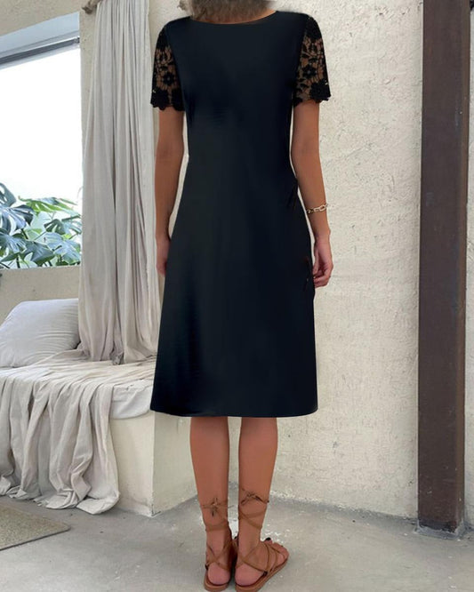 Scalloped Squared Little Black Dress