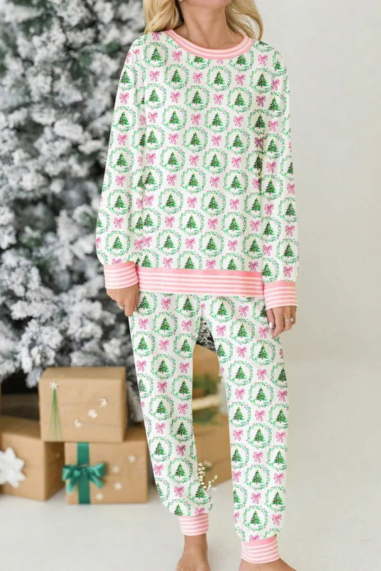 Christmas Trees And Bows Pajama Set
