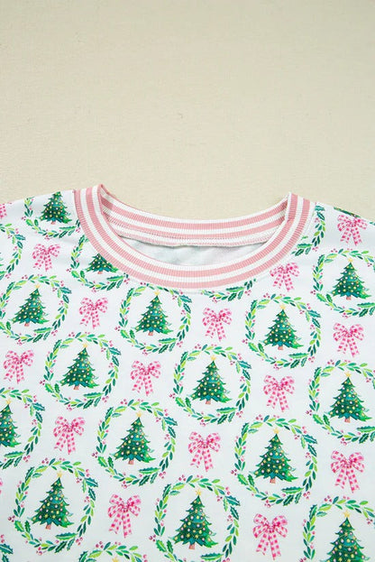 Christmas Trees And Bows Pajama Set