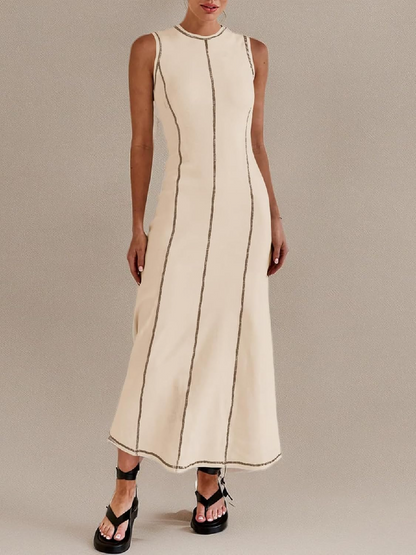 Contrast Stitch Ribbed Knit Dress