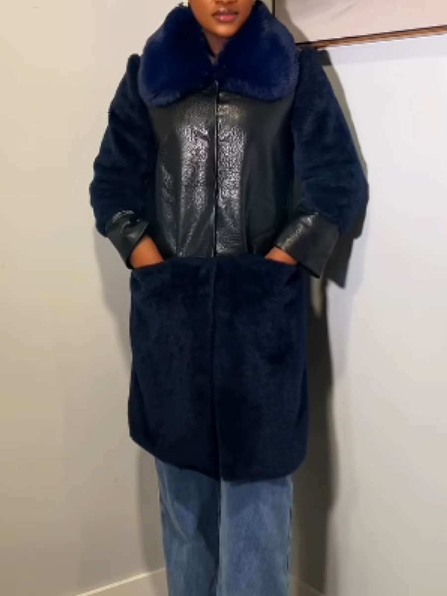 Contrast Leather With Plush