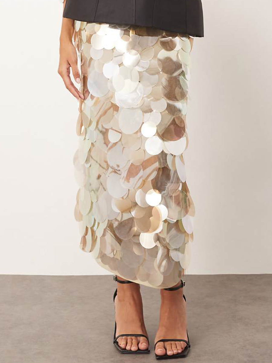 Mirror Paillette Fashion Maxi Skirt