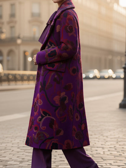 Wide Lape Printed Long Coat