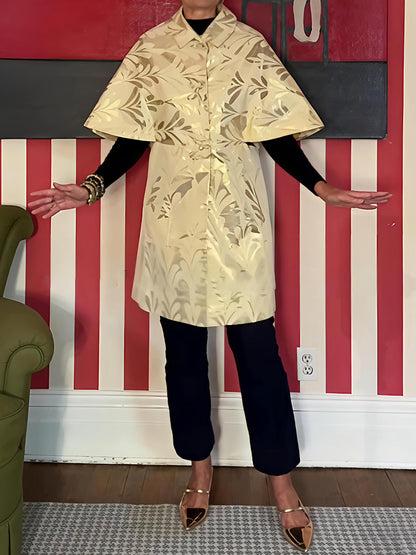 Printed Bow Ties Caplet Sleeves Jacket