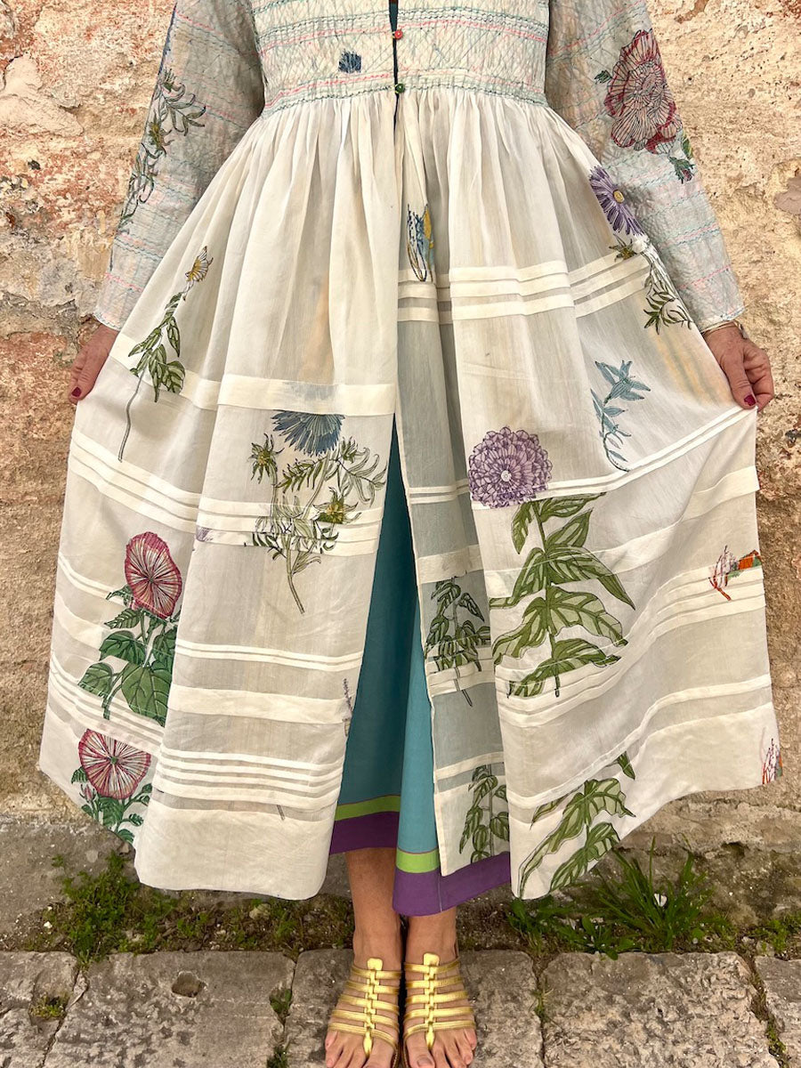 Embroidered Printed Loose Cotton Dress